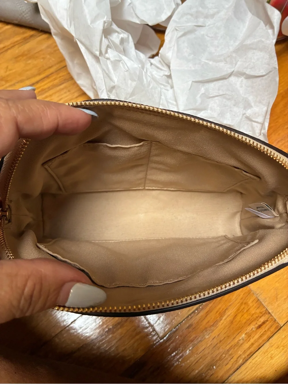 Coach Pebbled Leather Cosmetic Pouch in Tan